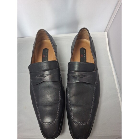 MEZLAN Spain Men\'s Luxury Leather Loafers Black Penny Slip_Ons Size 12